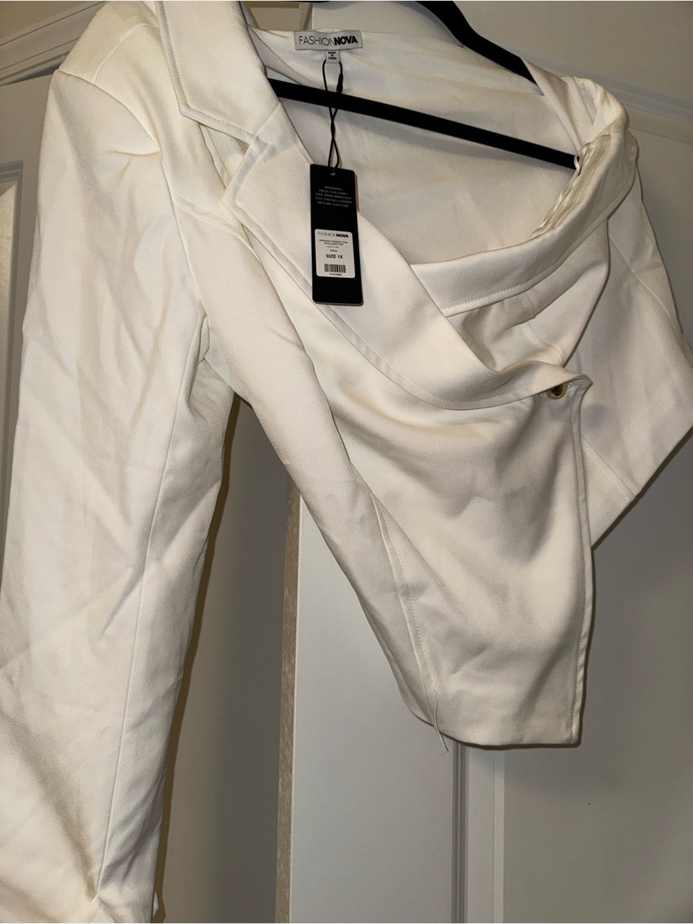 Fashion Nova Padded One Shoulder White Tailored Top
